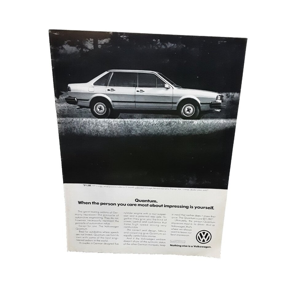 1983 VW Quantum Sedan Ad Classic Black & White Vintage Magazine Print